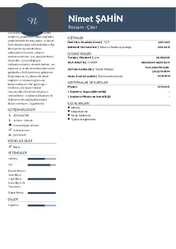 Ressam Cv Örnekleri cv indir